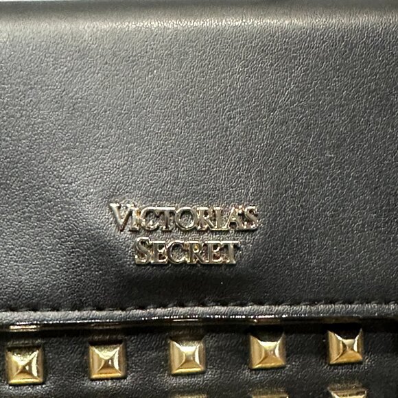 NWT Victorias Secret Wristlet Wallet Black w/ Gold Studs - Picture 3 of 11